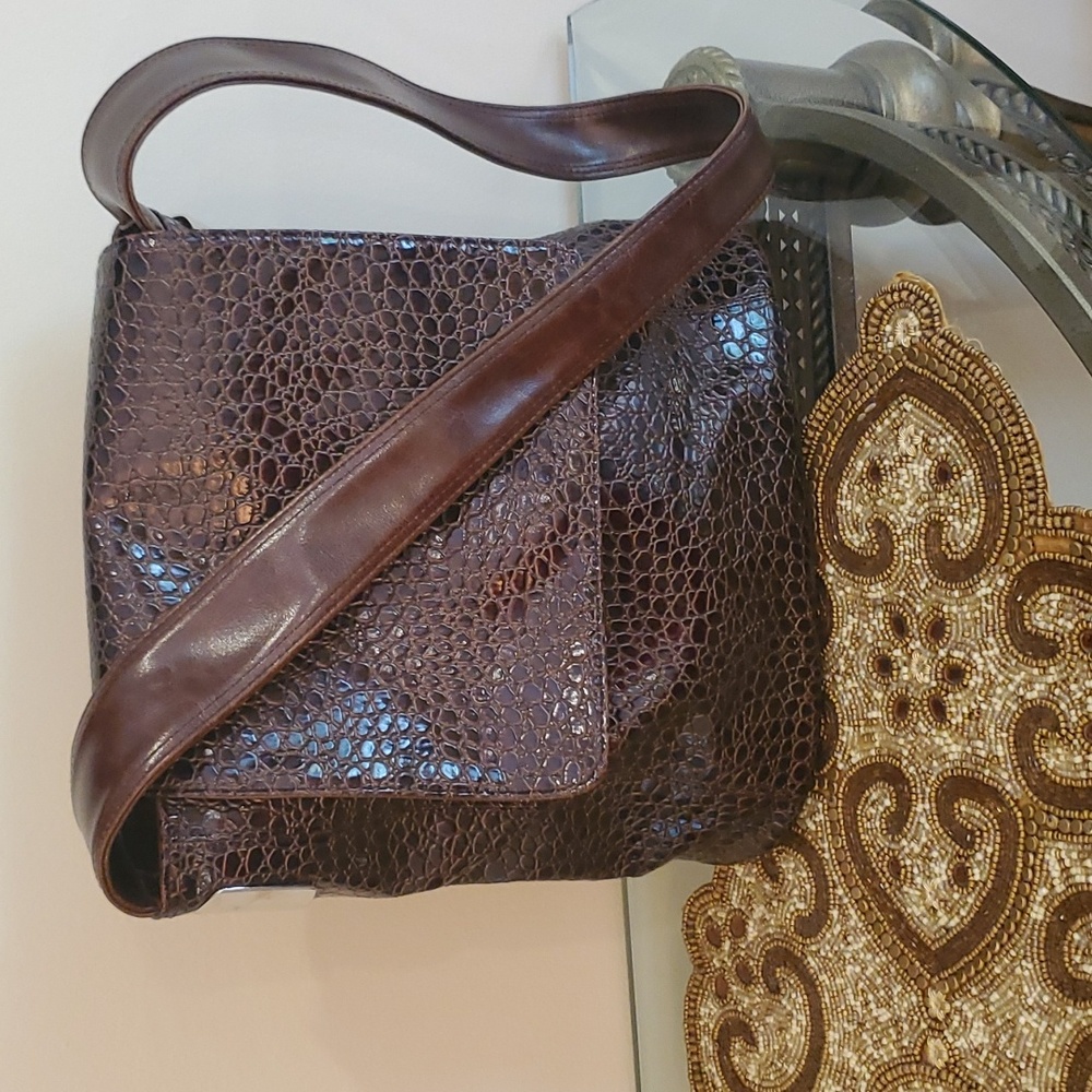 Okpta Croc Leather Crossbody Handbag